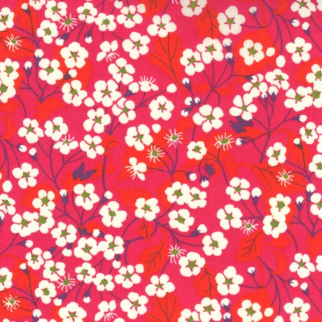 Liberty Fabrics - Tana Lawn - motif : mitsi rose/rouge (prix pour 10cm)