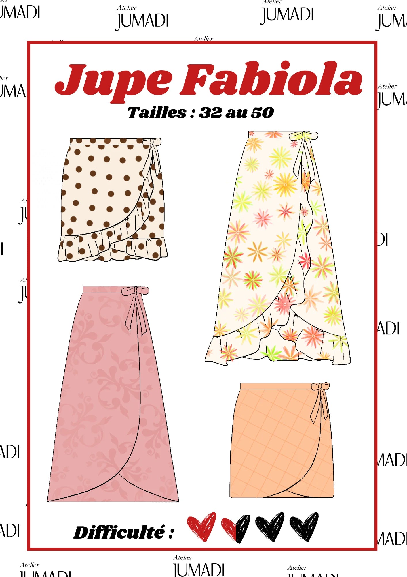 Patron Jupe Longue Jupe Portefeuille à Volants PDF Patron Digital