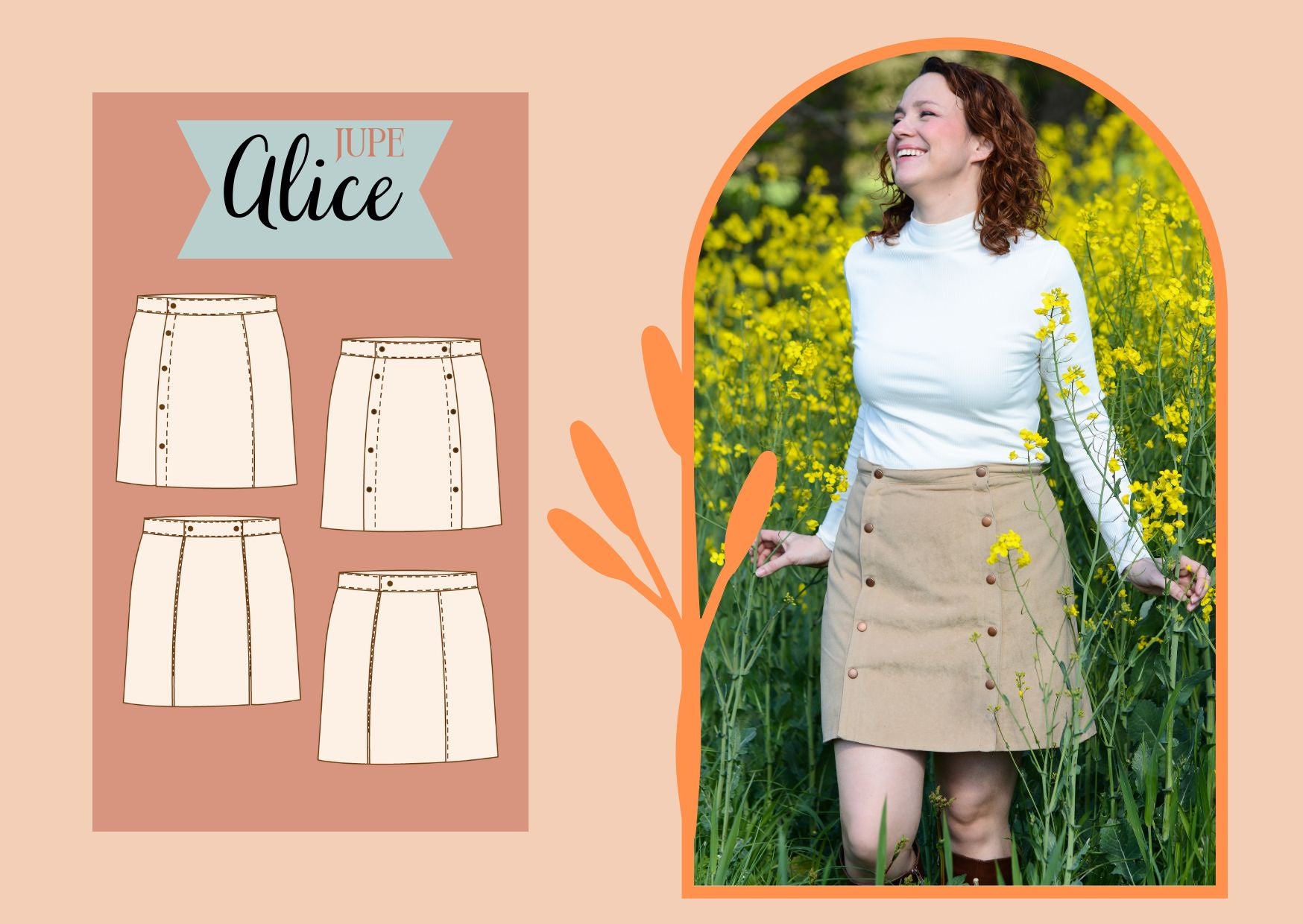 PDF - Patron digital de la jupe Alice de Theodora Pattern (34 à 46) – C