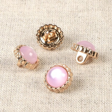 Boutons bijou - perle de verre rose (prix à la pièce)