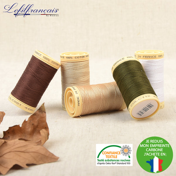 Fil de coton oeko-tex de la marque le fils français (prix à la bobine de 445m)