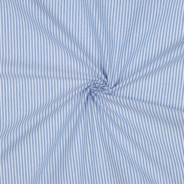 Popeline lignée blanche et bleu sky 023 - 100% coton certifiée oeko-tex  (prix pour 10cm)