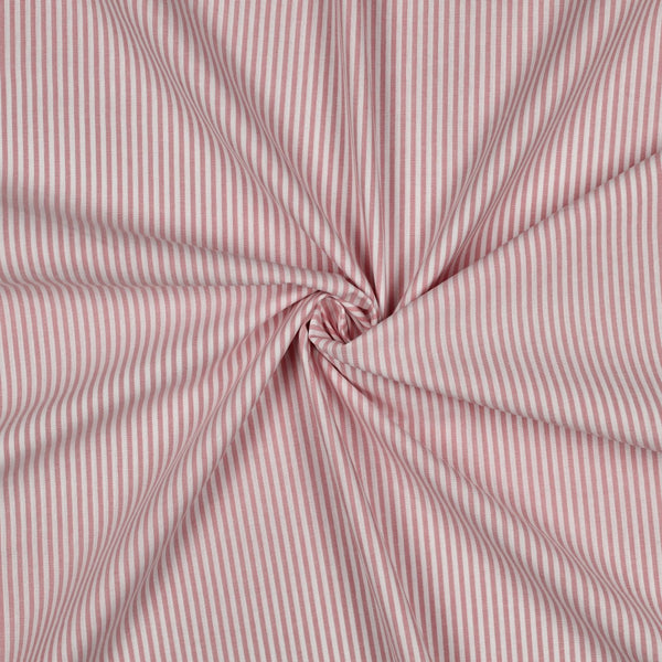 Popeline lignée blanche et rose 046 - 100% coton certifiée oeko-tex  (prix pour 10cm)