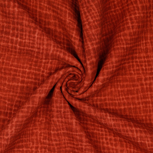 Double gaze lavée unie terracotta (prix pour 10cm)