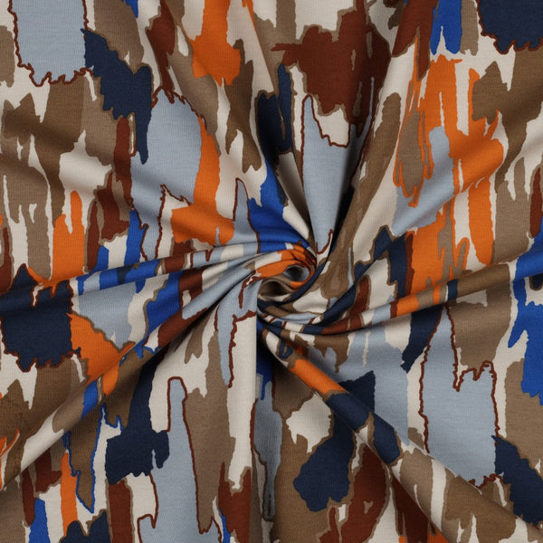 Sweat - "paint - camouflages orange/bleu"- certifié oeko-tex (prix pour 10cm)