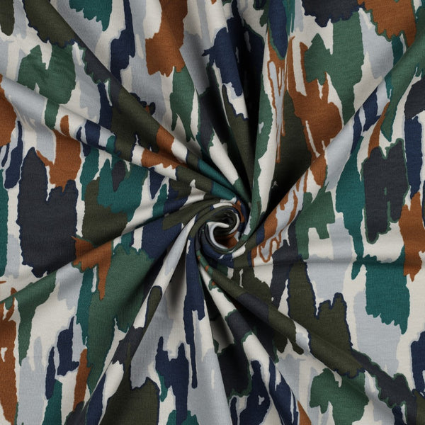 Sweat - "paint - camouflages vert/brun"- certifié oeko-tex (prix pour 10cm)