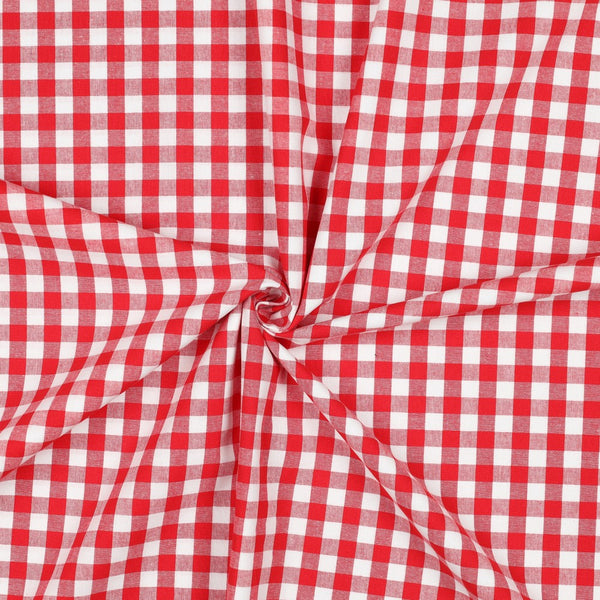 Popeline 100% coton vichy rouge certifié oeko-tex (prix pour 10cm)