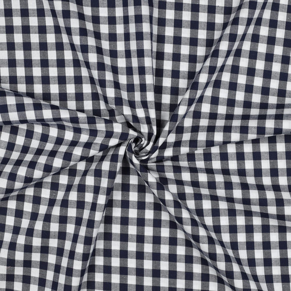 Popeline 100% coton vichy bleu marine certifié oeko-tex (prix pour 10cm)