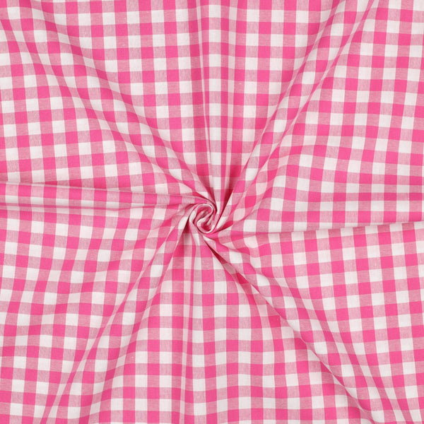 Popeline 100% coton vichy rose barbie certifié oeko-tex (prix pour 10cm)