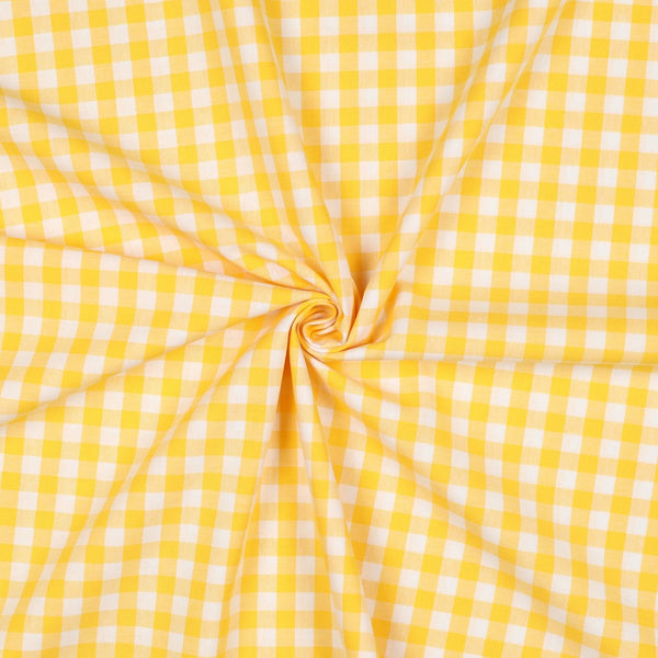 Popeline 100% coton vichy jaune certifié oeko-tex (prix pour 10cm)
