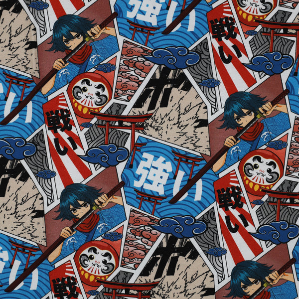 Jersey de coton oeko-tex manga "Tsuyoi " (prix pour 10cm)
