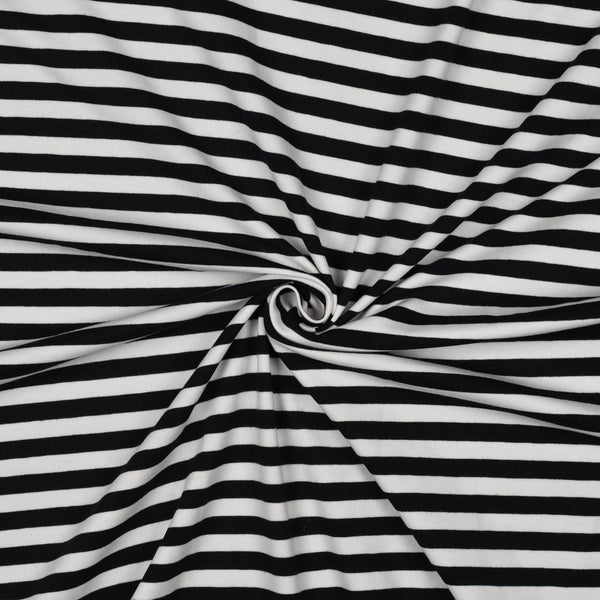 Jersey "marinière noire" - certifié Oeko-tex (prix pour 10cm)