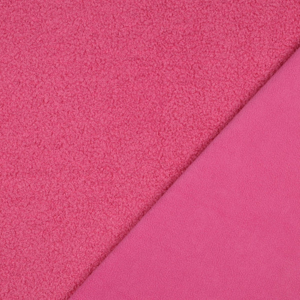 Teddy fleece double face - rose 015 (prix pour 10cm)