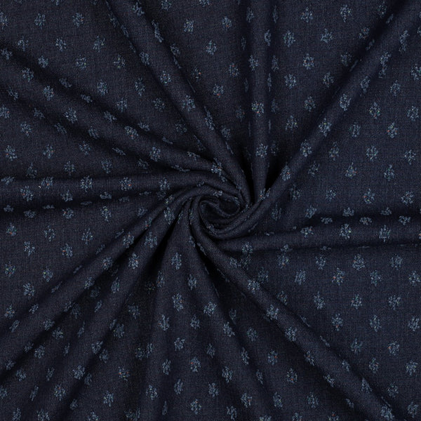 Superbe jacquard jeans indigo "Dots" (prix pour 10cm)