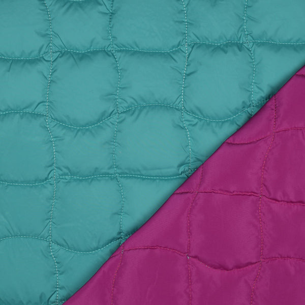 Doudoune / Stepped / tissu matelassé réversible cyan/magenta certifié oeko-tex (prix pour 10cm)