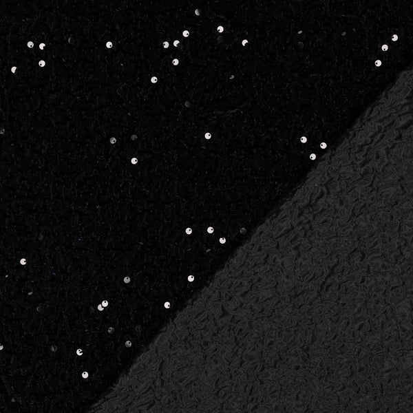 Jersey festif : velours et sequins noir - onyx (prix pour 10cm)