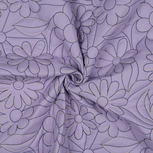 Doudoune / Stepped / tissu matelassé fleurs lavande (prix pour 10cm)