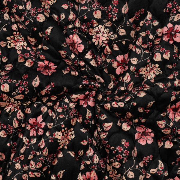 Doudoune / Stepped / tissu matelassé velvet/velours Arabesque fleurie (prix pour 10cm)