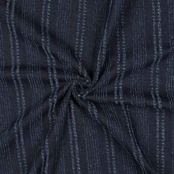 Superbe jacquard jeans indigo "stripes" (prix pour 10cm)