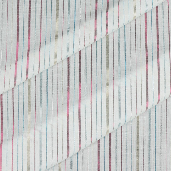 Coupon de 3m de voile de coton rayure lurex sur fond blanc - certifié oeko-tex  (prix pour le coupon)