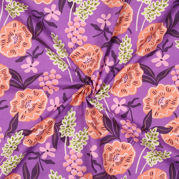 Popeline "fresh flowers purple" crée par Nerida Hansen (prix pour 10cm)
