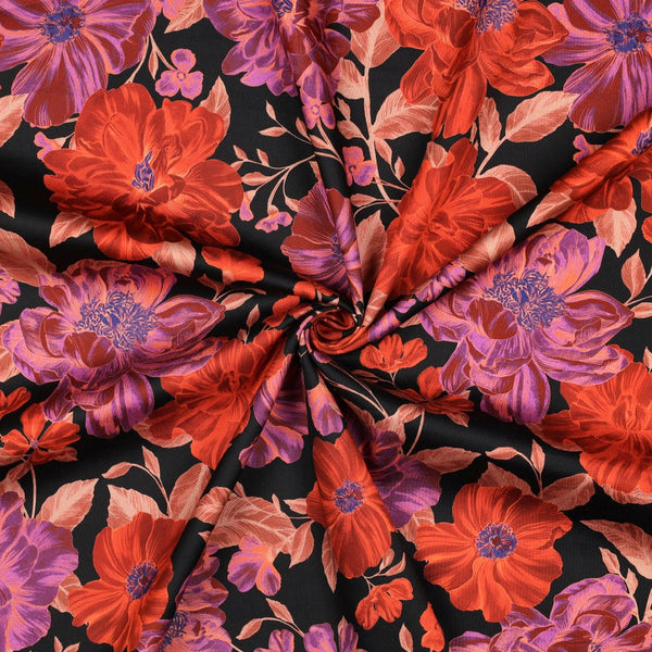 Satin de coton "Anémones fleuries" oeko-tex (prix pour 10cm)