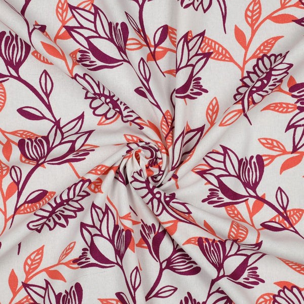 Lin - viscose "Magnolia forever orange et pourpre" (prix pour 10cm)