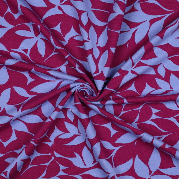 Sweat - "feuillage pourpre/mauve"- certifié oeko-tex (prix pour 10cm)