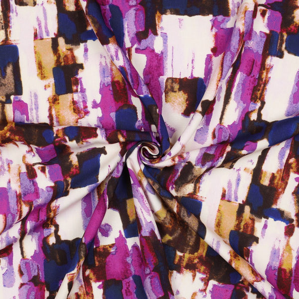 Popeline de viscose "Abstraction purple" - (Prix pour 10cm)