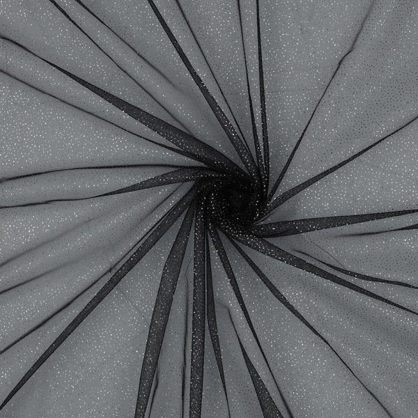 Royal tulle à paillettes de qualité supérieure - noir/argent - laize 150cm (prix au mètre)