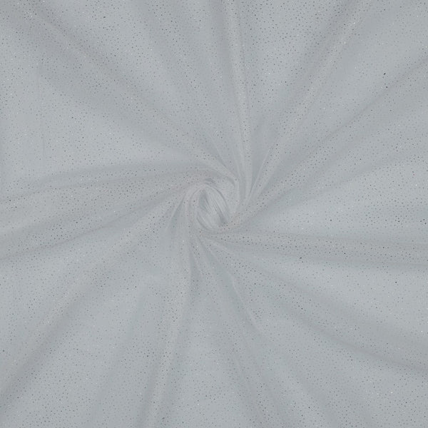Royal tulle à paillettes de qualité supérieure - blanc/argenté - laize 150cm (prix au mètre)