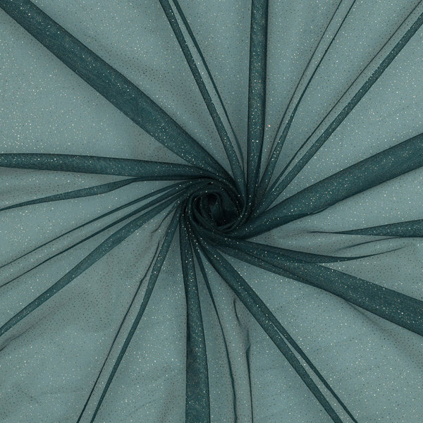 Royal tulle à paillettes de qualité supérieure - pétrole/doré - laize 150cm (prix au mètre)