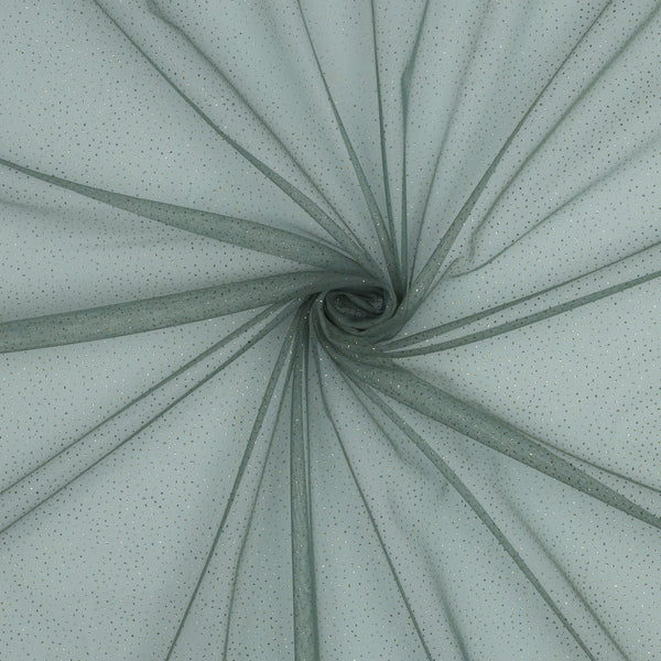 Royal tulle à paillettes de qualité supérieure - old green/doré - laize 150cm (prix au mètre)