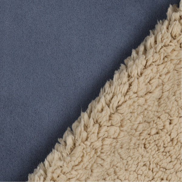 Lammy - tissu doudou bleu certifié oeko-tex(prix pour 10cm)
