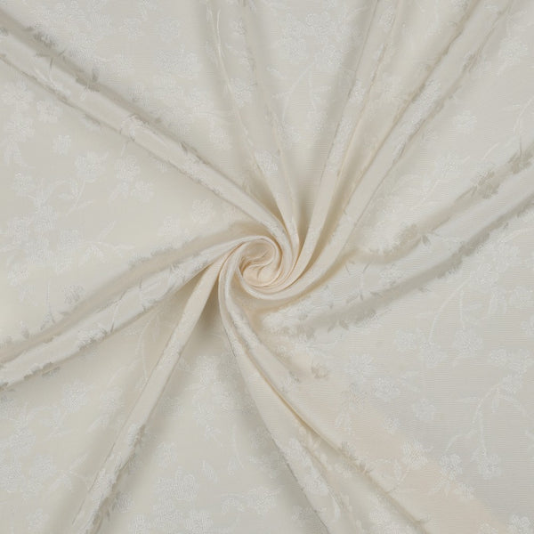 Viscose jacquard "flower" écru (Prix pour 10cm)