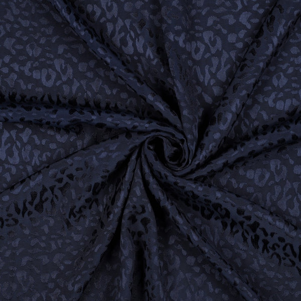 Viscose jacquard léo - bleu marine (Prix pour 10cm)