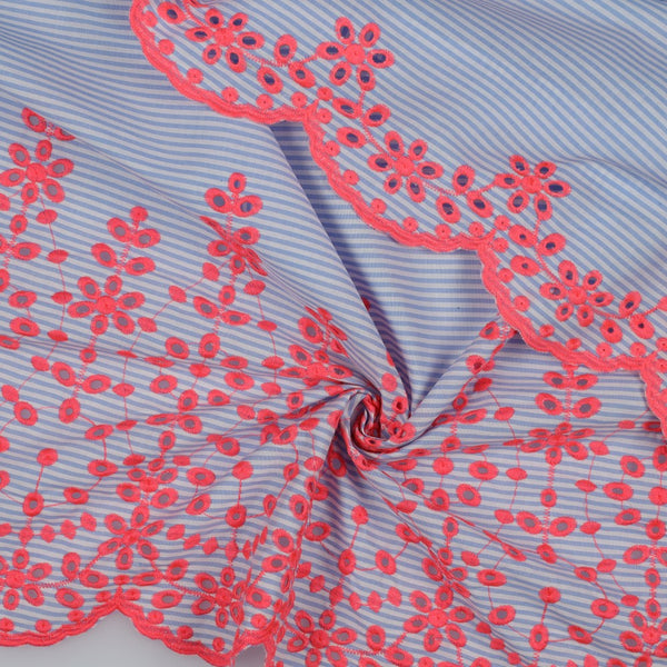 Coton brodé ligné -  néon orange  (prix pour 10cm)