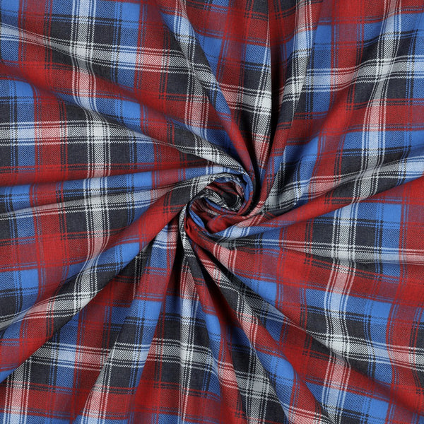 Popeline 100% coton à carreaux bleu et rouge  certifié oeko-tex (prix pour 10cm)