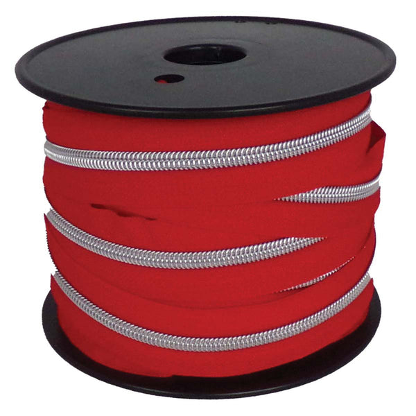 Fermeture éclair / tirette / zip au mètre taille 5mm - rouge mailles argentées (prix pour un mètre avec 1 curseur)