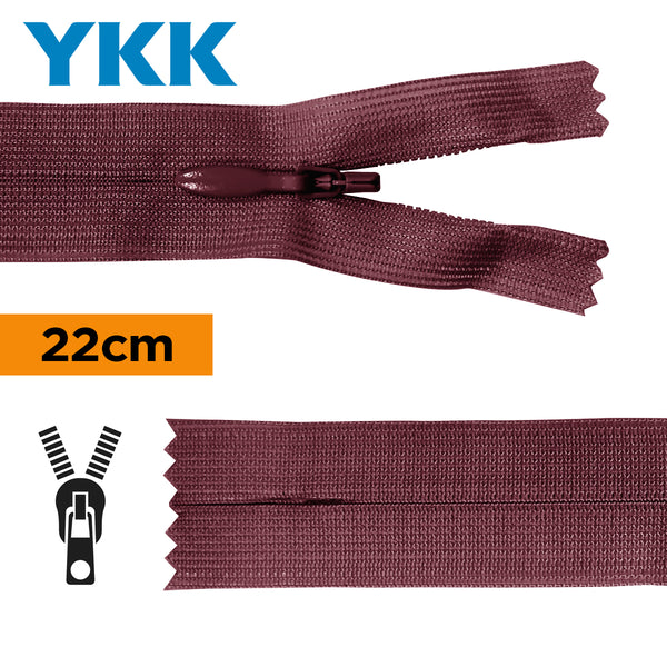 YKK - zip invisible de 22cm - couleur Morgon 021 (prix à la pièce)
