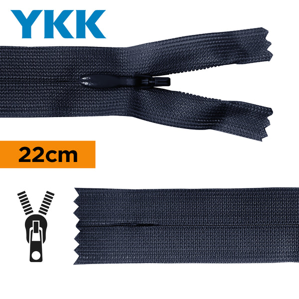 YKK - zip invisible de 22cm - couleur Bleu marine 058 (prix à la pièce)