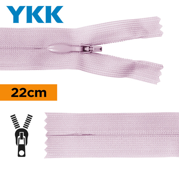 YKK - zip invisible de 22cm - couleur lilas 068 (prix à la pièce)