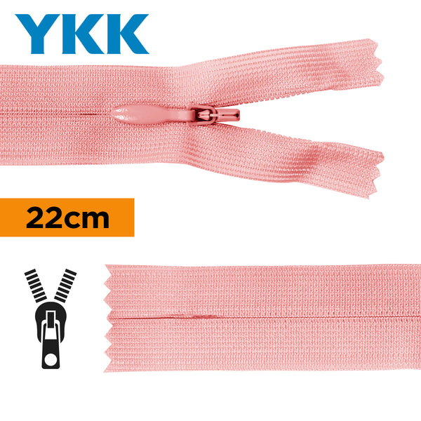 YKK - zip invisible de 22cm - couleur vieux rose 070 (prix à la pièce)