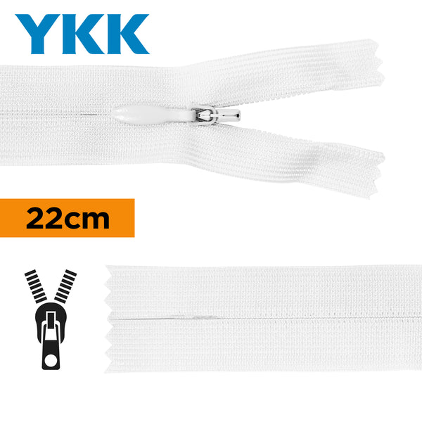 YKK - zip invisible de 22cm - couleur blanc 501 (prix à la pièce)