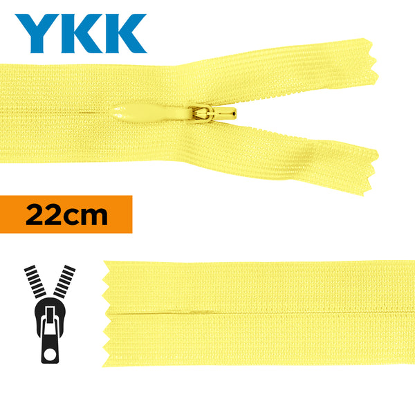YKK - zip invisible de 22cm - couleur jaune pale 503 (prix à la pièce)