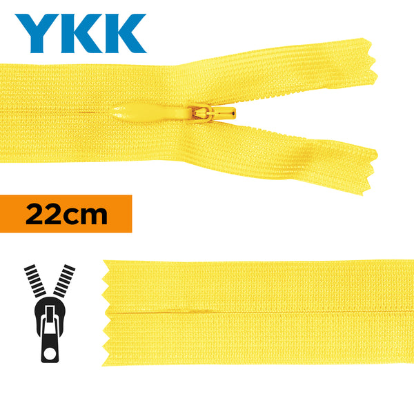 YKK - zip invisible de 22cm - couleur jaune 504 (prix à la pièce)