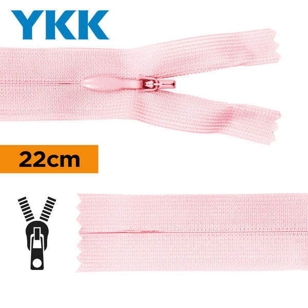 YKK - zip invisible de 22cm - couleur rose 513 (prix à la pièce)