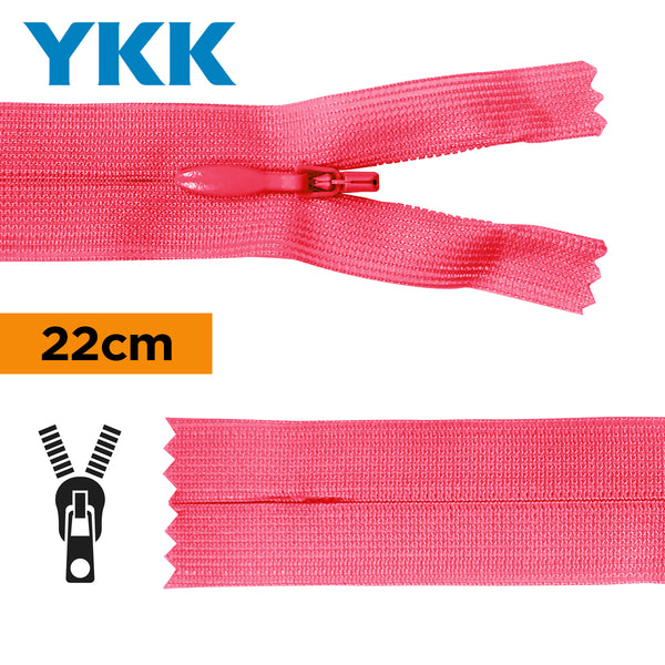 YKK - zip invisible de 22cm - couleur fuchsia 516 (prix à la pièce)