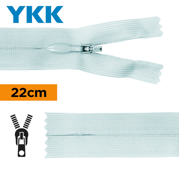 YKK - zip invisible de 22cm - couleur Bleu clair 542 (prix à la pièce)