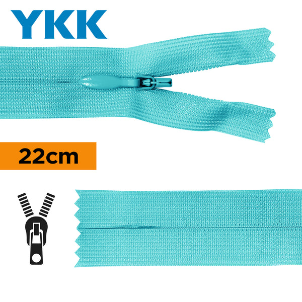 YKK - zip invisible de 22cm - couleur Turquoise 547 (prix à la pièce)